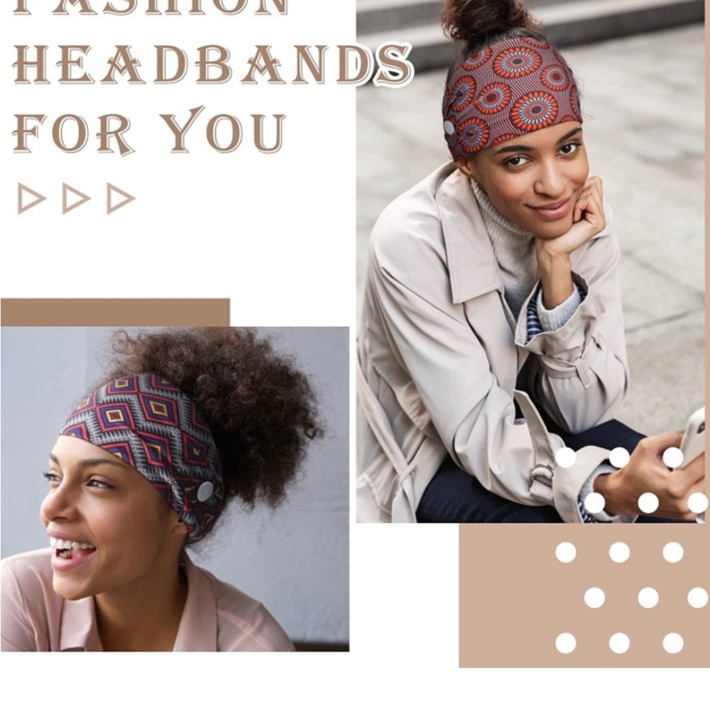 Elastic Headbands Beach Hair Accessories for Women Girls (Simple Patterns) - Picture 5 of 7